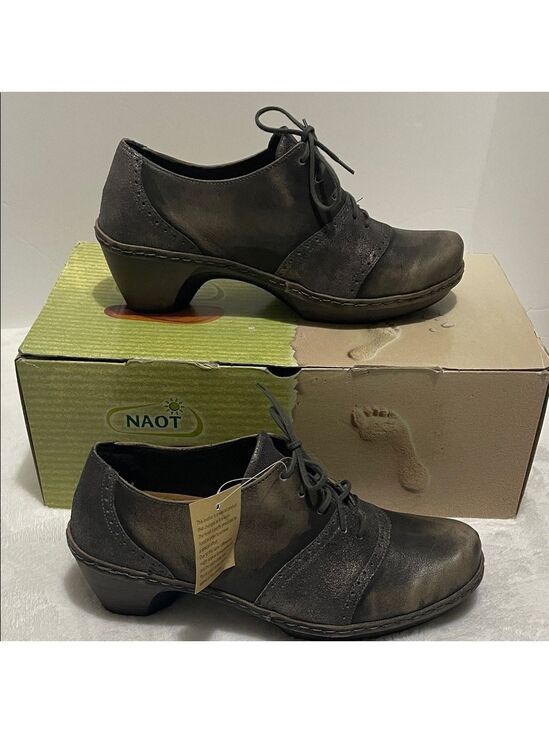Naot Shoes - Naot Besalu Grey Shimmer & Vintage Oxford Lace Up Shoes Sz 37